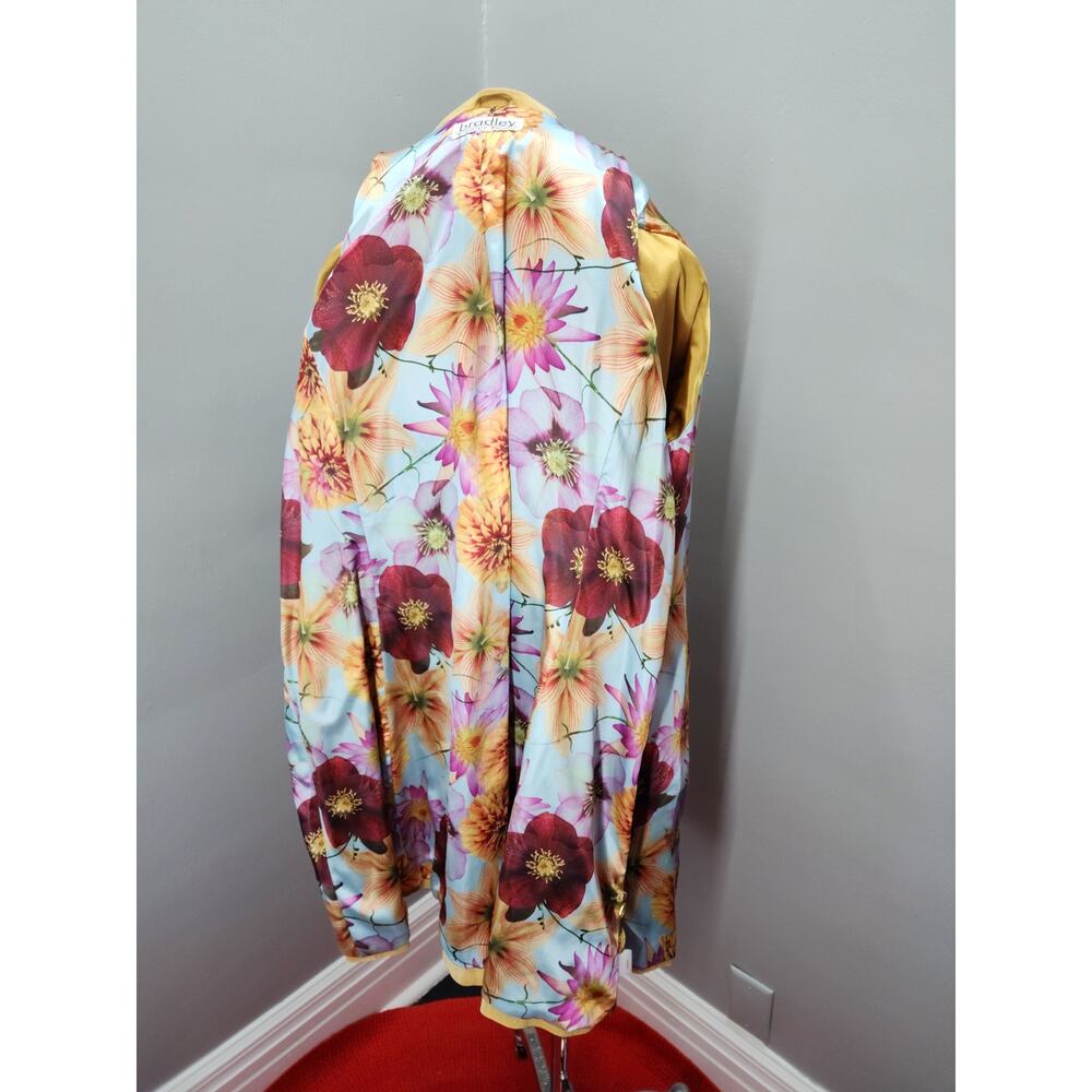 Y2K Bradley Bayou Butter Yellow-Tan Suede Trench Coat Floral Lined - XL - Picture 8 of 10